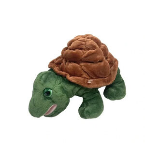 Aurora Timmer Turtle Plush Brown Green Hand Puppet Full Body Stuffed Animal Toy